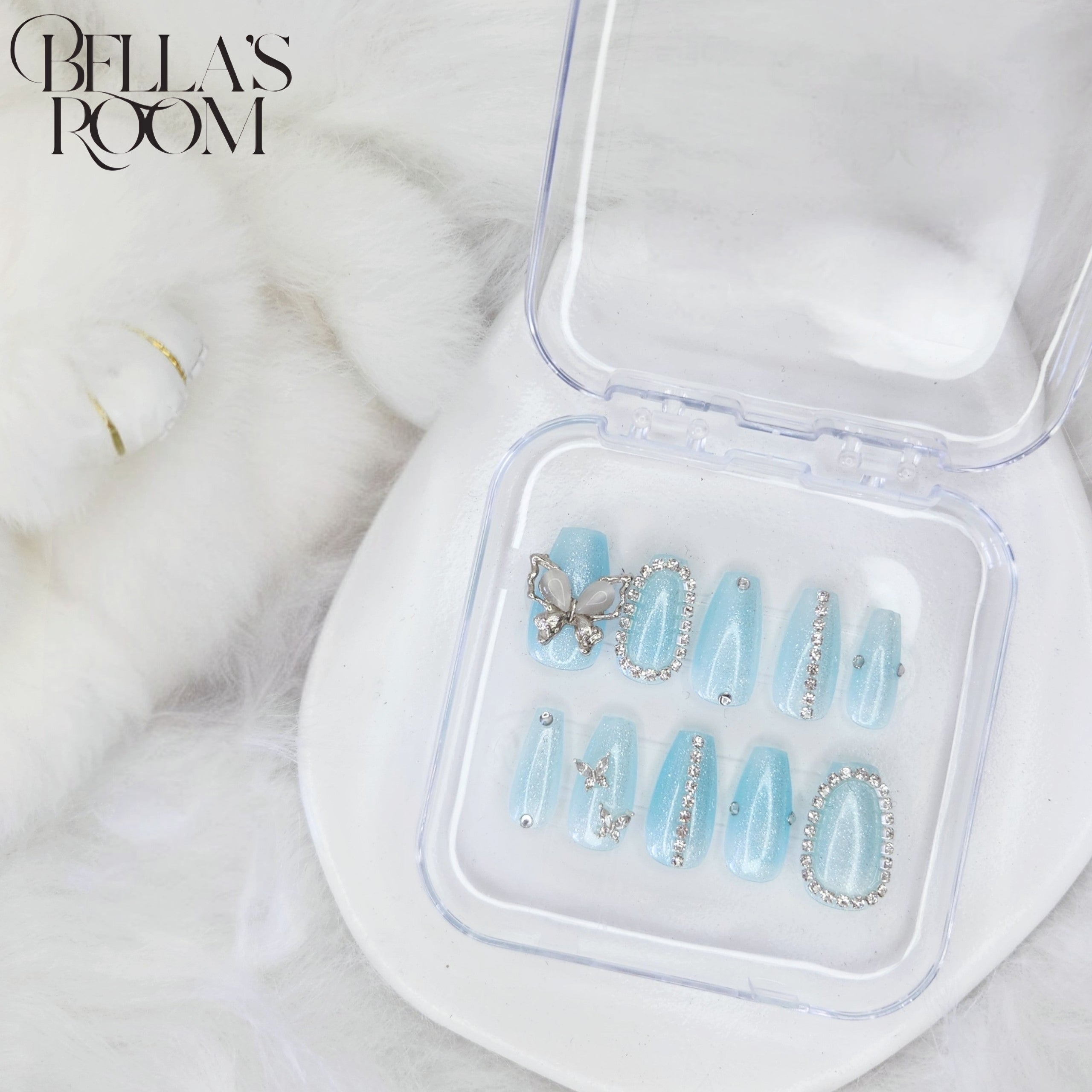 Baby Butterfly Nail Set (Blue & Pink )