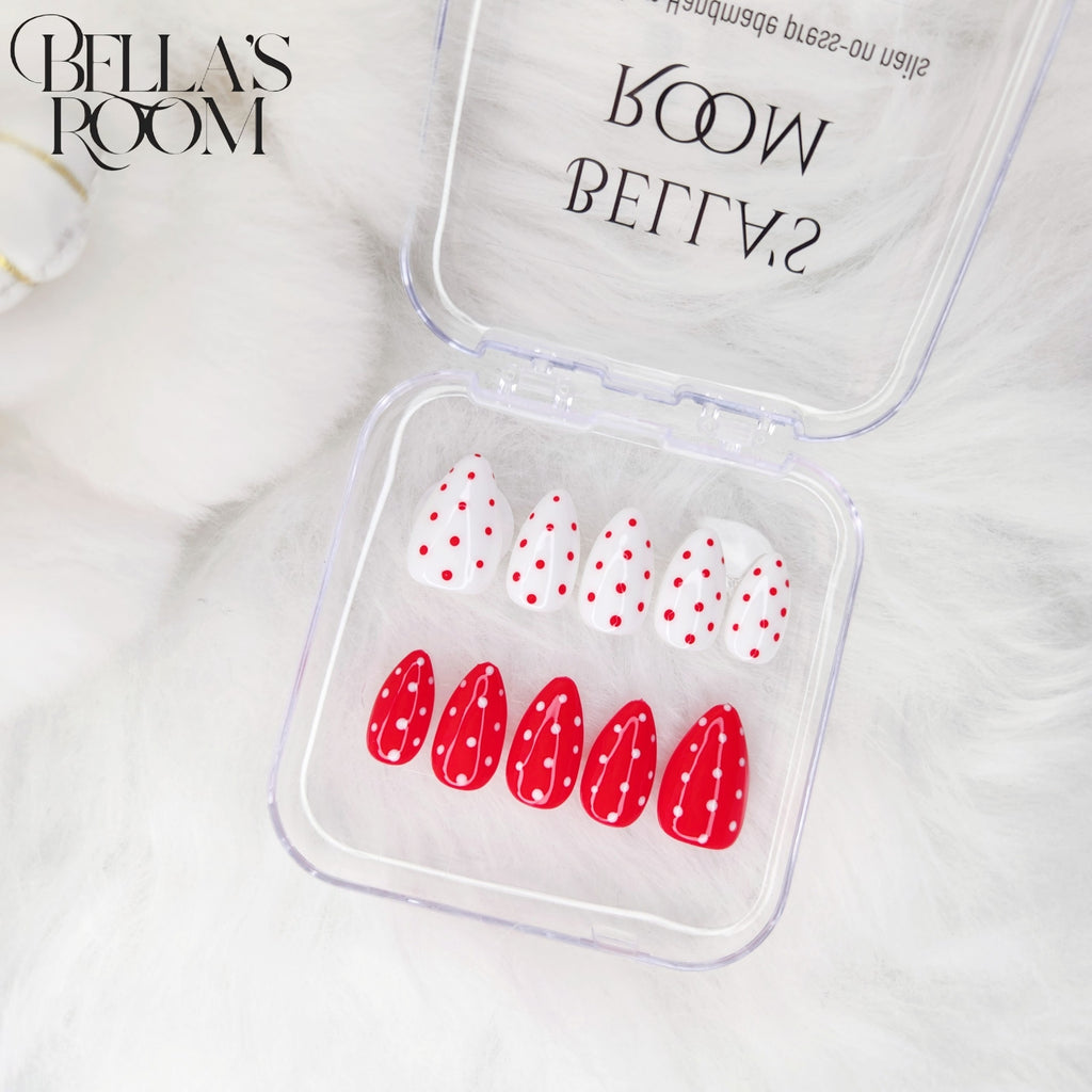 Dot Nail _ White & Red