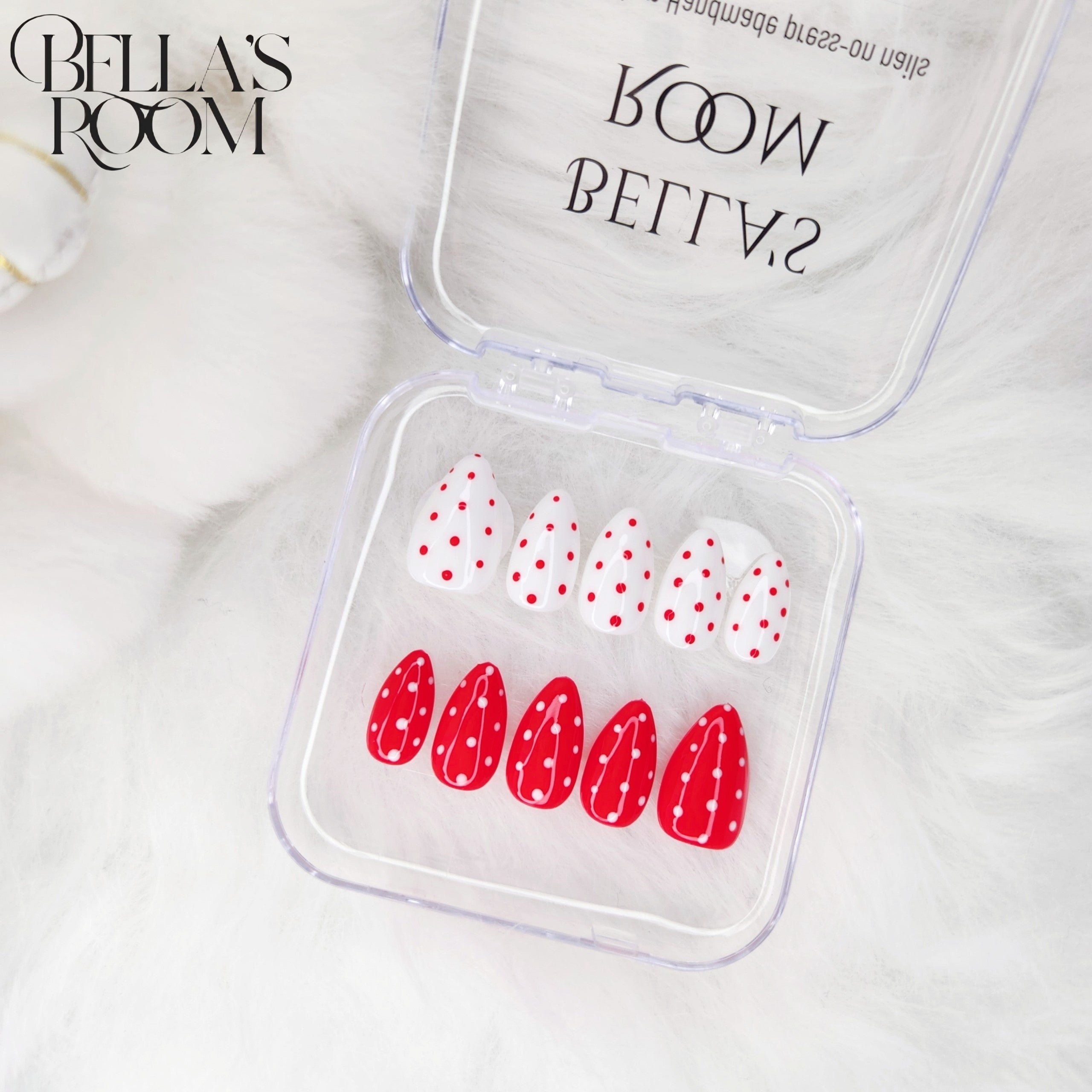 Dot Nail _ White & Red
